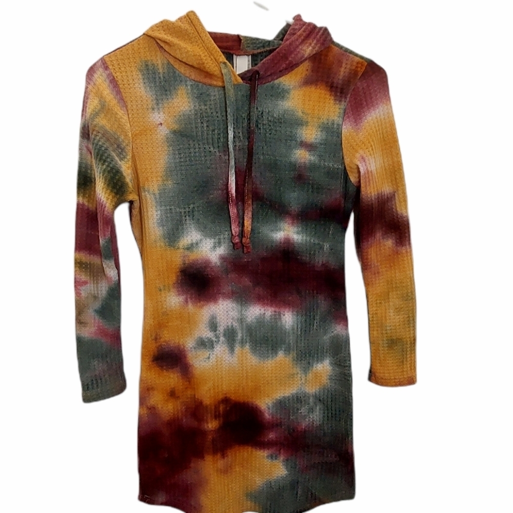 Cacia Junior's Size Small Dress Tie Dyed Hooded Tunic Knit
